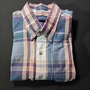 GANT Foxhunt Plaid Button Down Shirt‎ Mens Large Long Sleeve Cotton Blend